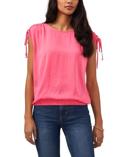 1.STATE Red Drawstring Shoulder Top