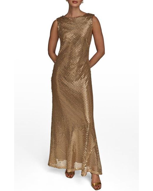 Donna Karan Brown Sleeveless Sequin Gown