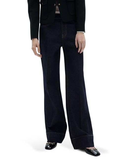 Mango Black Layla Mid Rise Wide Leg Jeans