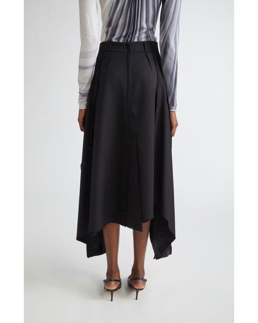 Jason Wu Black Inverted Seam Suiting Wool Asymmetric Midi Skirt