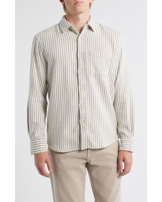 Alex Crane Gray Cloud Stripe Organic Cotton Flannel Button-Up Shirt for men