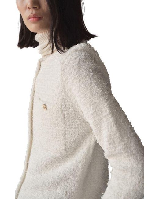 Mango Gray Jewel Button Tweed Jacket