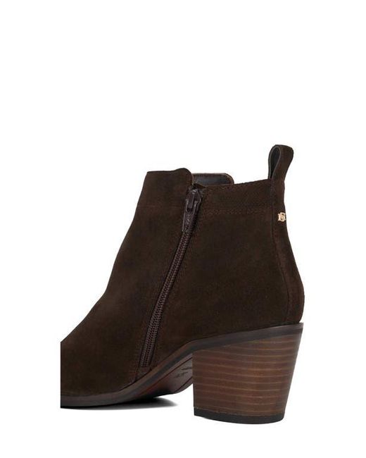 Dune Brown Paicing Block Heel Bootie