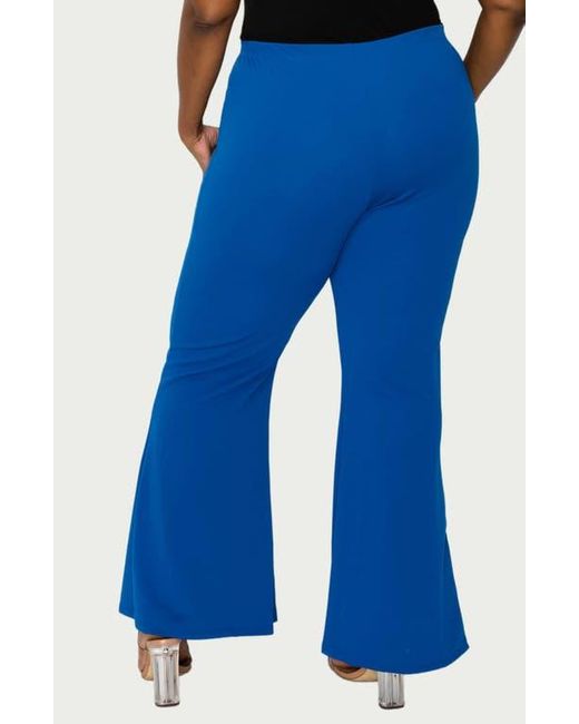 L I V D Blue Button High Waist Flare Pants