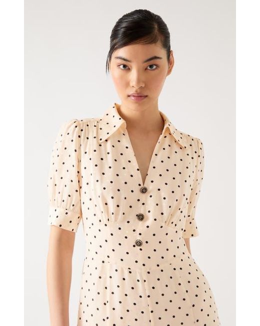 【LK BENNETT】ソフィードットプリントドレス LK Bennett Sophie Polka Dot Dress in Natural | Lyst
