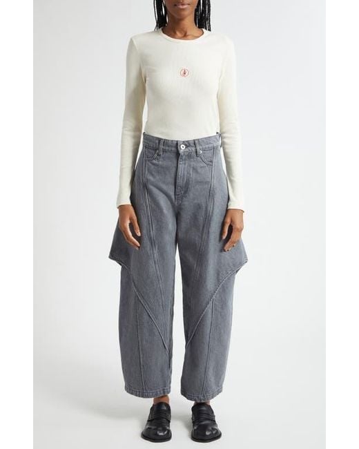 J.W. Anderson White Anchor Embroidered Long Sleeve Underpinning Top