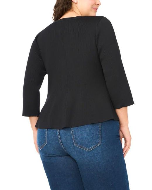 Halogen® Black Rib Peplum Sweater