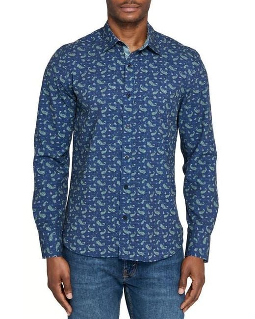 Con.struct Blue Paisley Woven Long Sleeve Basic for men