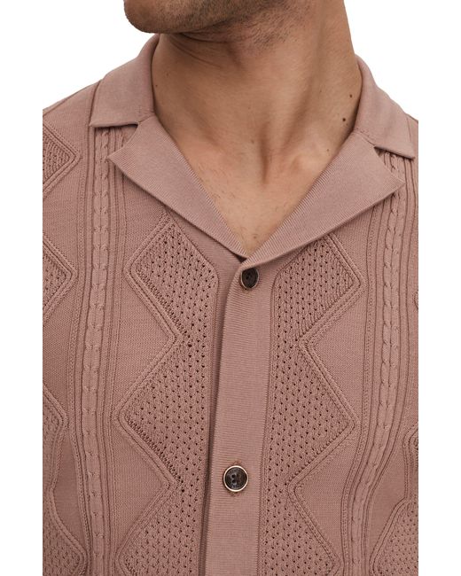 Reiss Pink Fortune Cable Cotton Polo Sweater for men