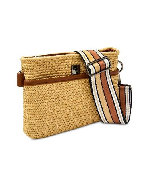 Think Royln Metallic Raffia Crossbody Bag