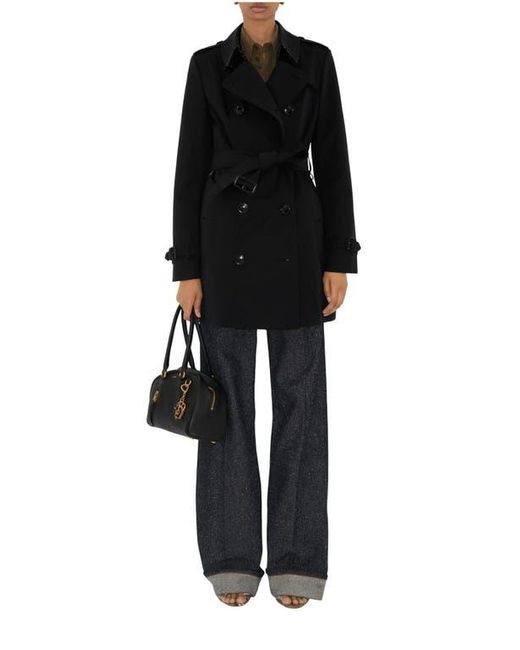 Burberry Black Short Chelsea Heritage Trench Coat