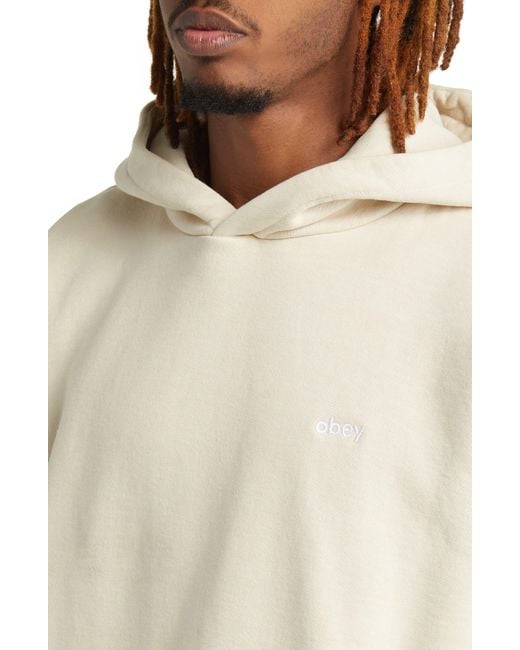 Obey White Lowercase Pigment Hoodie for men