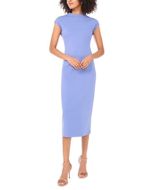 Vince Camuto Blue Mock Neck Midi Dress