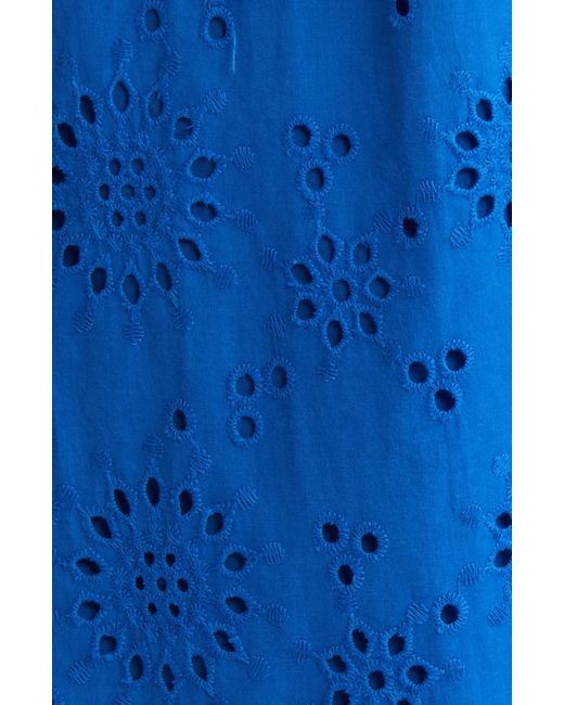 Caslon Blue Caslon(r) Eyelet Embroidery Cotton Shirtdress