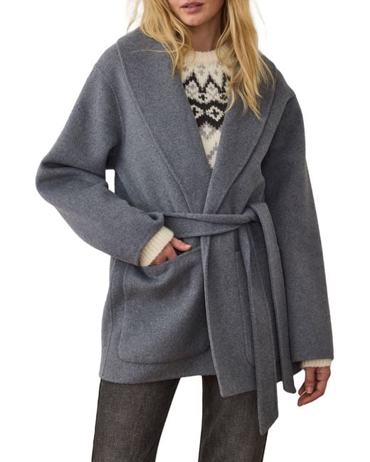 Marine Layer Black Colette Belted Wool Blend Jacket