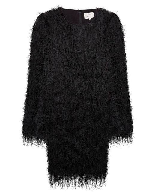 Loulou de Saison Black Tina Long Sleeve Fringe Minidress