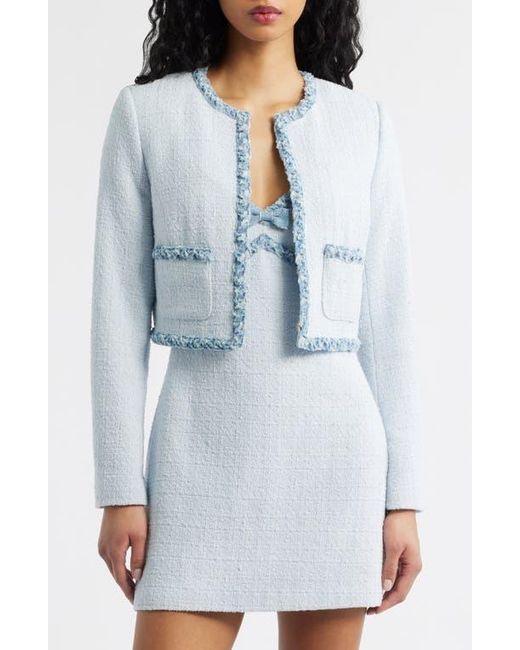LoveShackFancy Blue Azula Crop Tweed Jacket