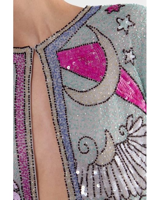 Nasty Gal Blue Celestial Placement Beaded Jacket