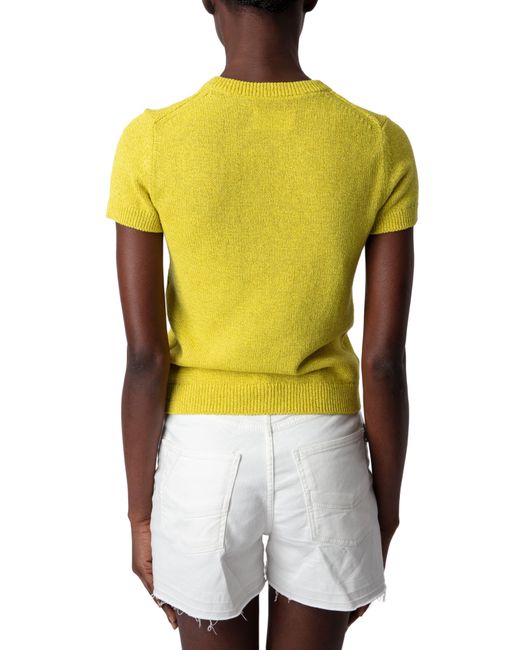 Zadig & Voltaire Yellow Sorly Li Wings Short Sleeve Sweater