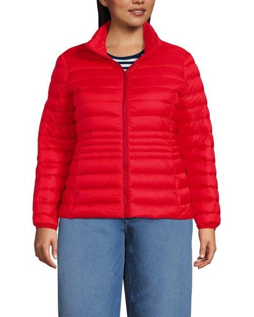Lands' End Women's Red Wanderweight Ultralight Packable Down Jacket