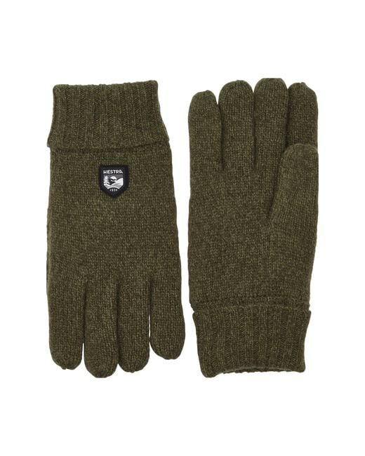 Hestra Green Wool Blend Gloves for men
