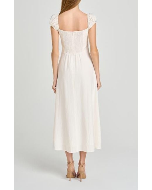 Wayf Carina Cap Sleeve Linen Blend Maxi Dress in White | Lyst Wayf Carina Cap Sleeve Linen Blend Maxi Dress in White | Lyst