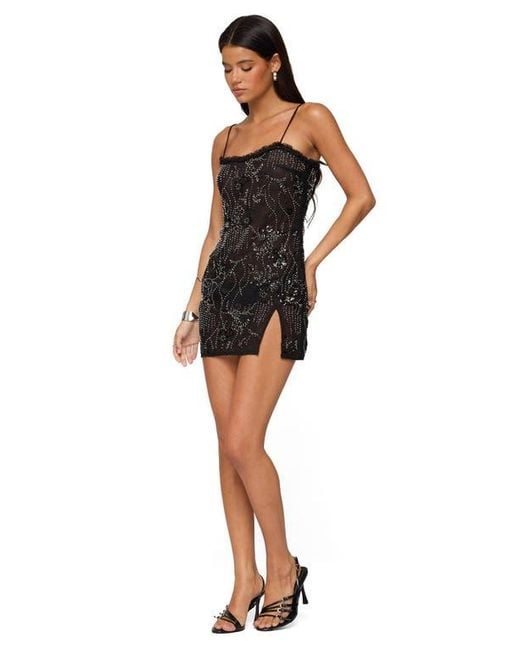 Edikted Black Romey Beaded Chiffon Minidress