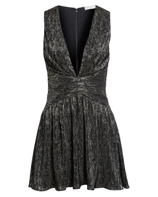 Ramy Brook Black Judy Metallic Plunge Cocktail Minidress