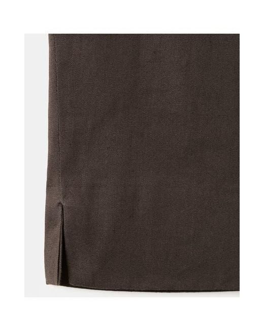 Mango Black Stretch Linen & Cotton Capri Pants