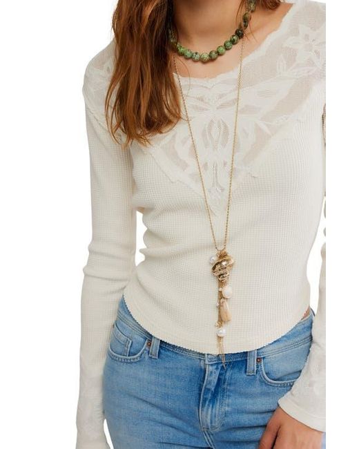 Free People Blue Butterfly Thermal Top