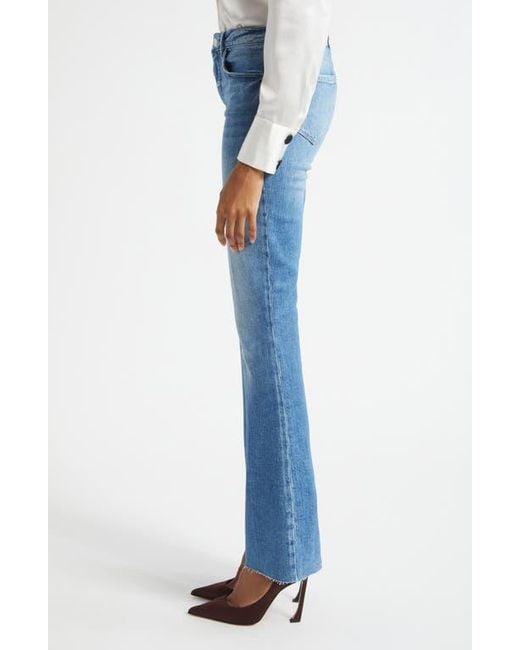 L'Agence Blue Ruth Raw Hem Straight Leg Jeans