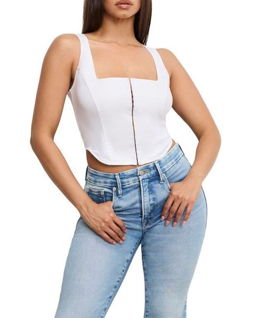 GOOD AMERICAN White Dolly Cotton Poplin Bustier