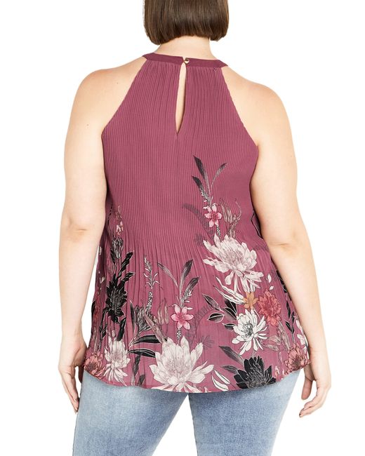 City Chic Pink Tiffany Floral Print Sleeveless Top