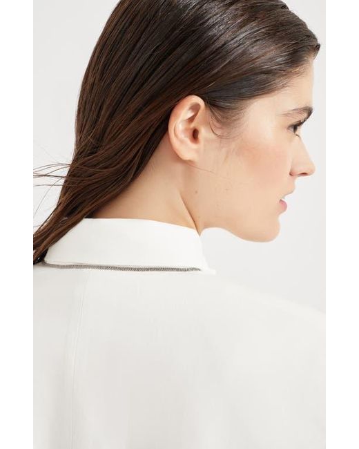 Brunello Cucinelli White Twill Blazer With Monili
