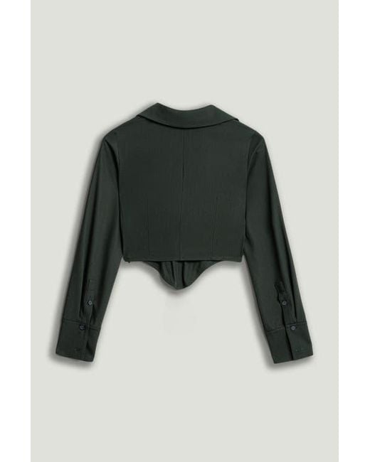 Nocturne Green Sculpted Deep-V Corset Blouse