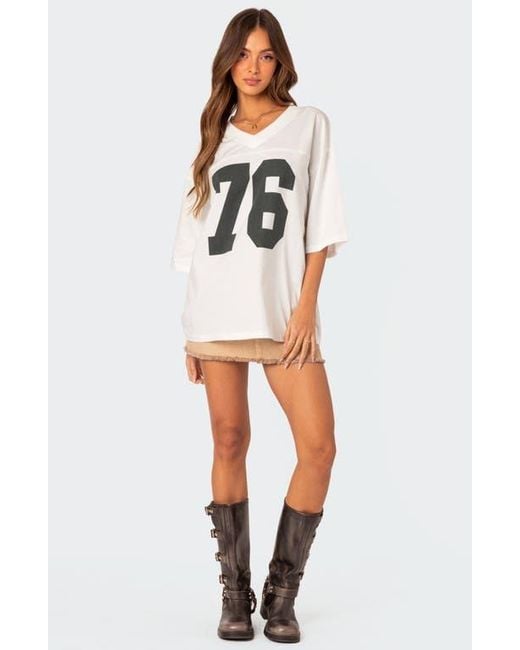 Edikted White 76 Oversize Graphic T-Shirt