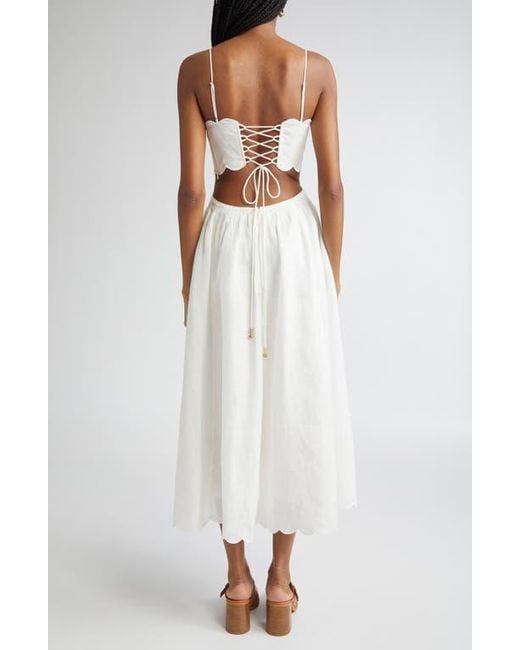 Zimmermann Rhiannon Corset Bodice Scallop Linen Midi