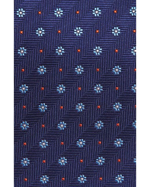 David Donahue Blue Neat Floral Silk Tie for men