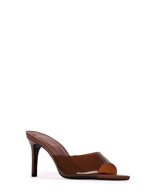 Black Suede Studio Brown Belle Open Toe Pump