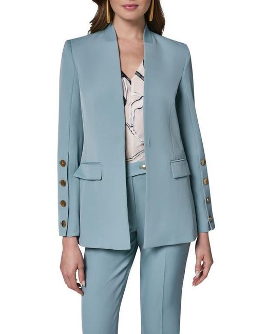 Donna Karan Blue Collarless Jacket