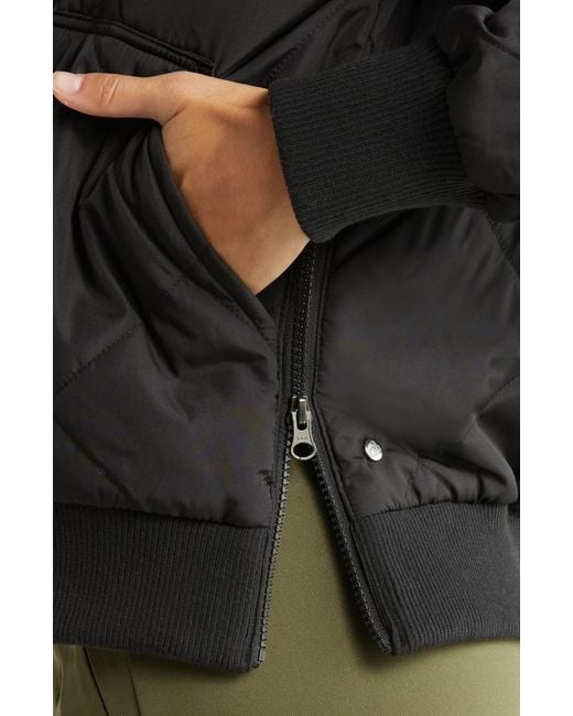 Zella Black Quilted Side Zip Bomber Jacket