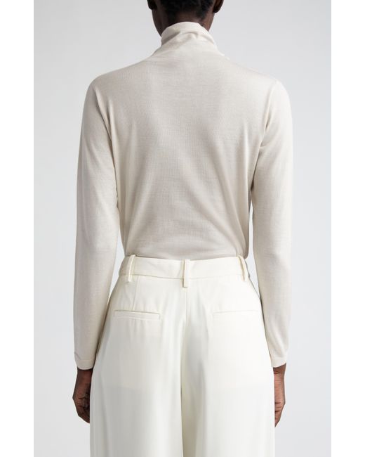 Akris White Cowl Neck Cashmere & Silk Sweater