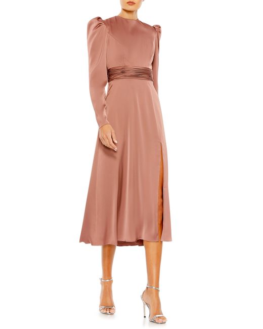 Mac Duggal Pink Long Sleeve Satin Cocktail Dress