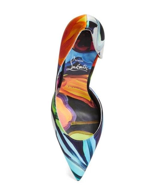 Christian Louboutin Blue Iriza Flower Pointed Toe Half D'Orsay Pump
