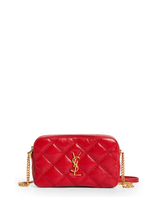 Saint Laurent Becky Diamond Quilted Leather Camera Bag in Red Lyst