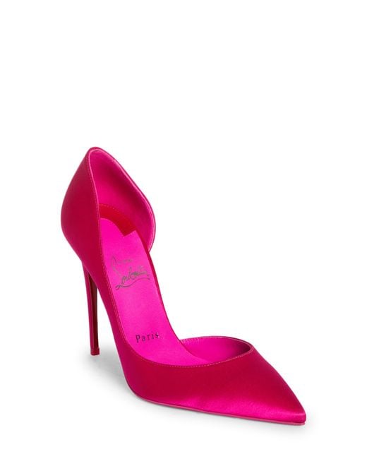 Christian Louboutin Iriza Pointed Toe Half D'orsay Pump in Pink | Lyst