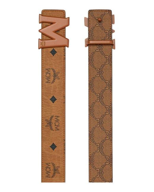 MCM White Claus Reversible Monogram Belt for men