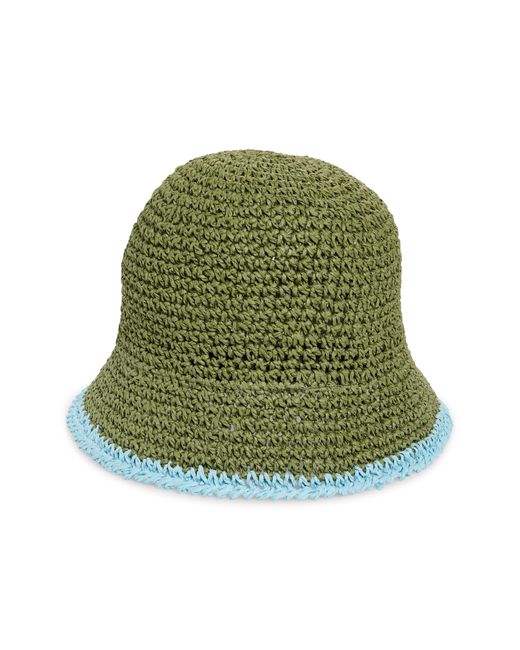 BP. Green Crochet Stitch Straw Bucket Hat