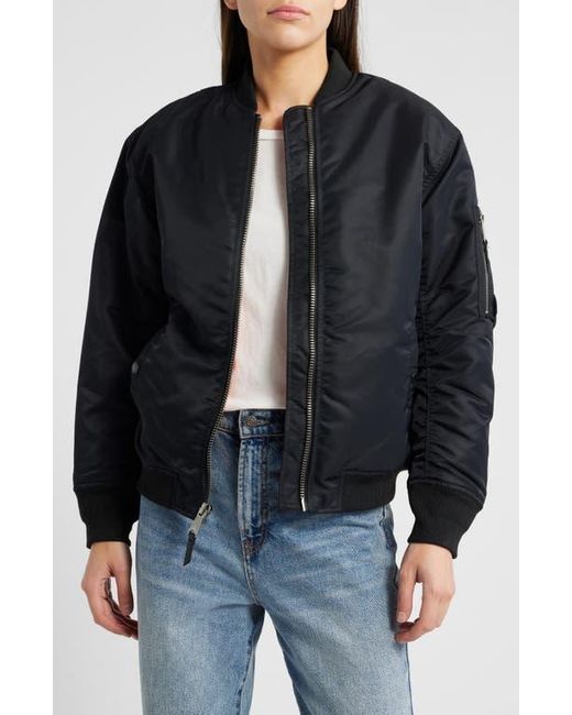 Schott Nyc Black Nylon Ma-1 Flight Jacket