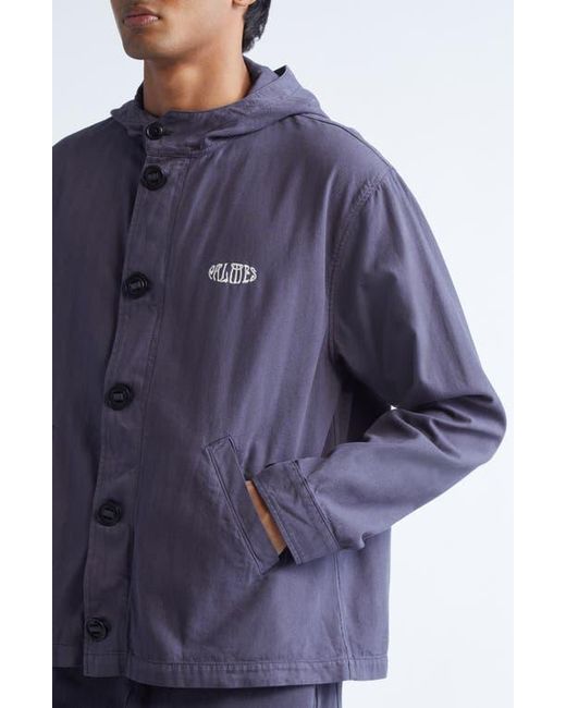 Palmes Blue Hodded Herringbone Twill Jacket for men